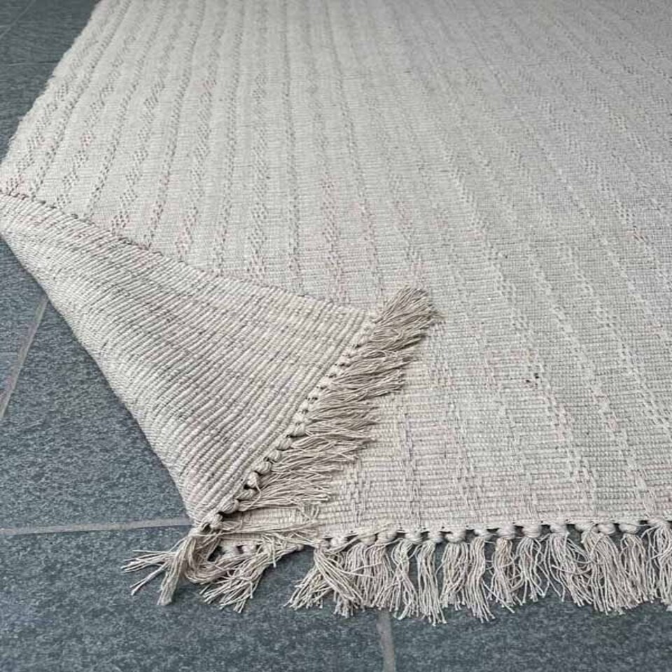 image 1 of TARKARLI Rug Textured and Hand Woven - Cotton - L70 x W115 - Natural Brown