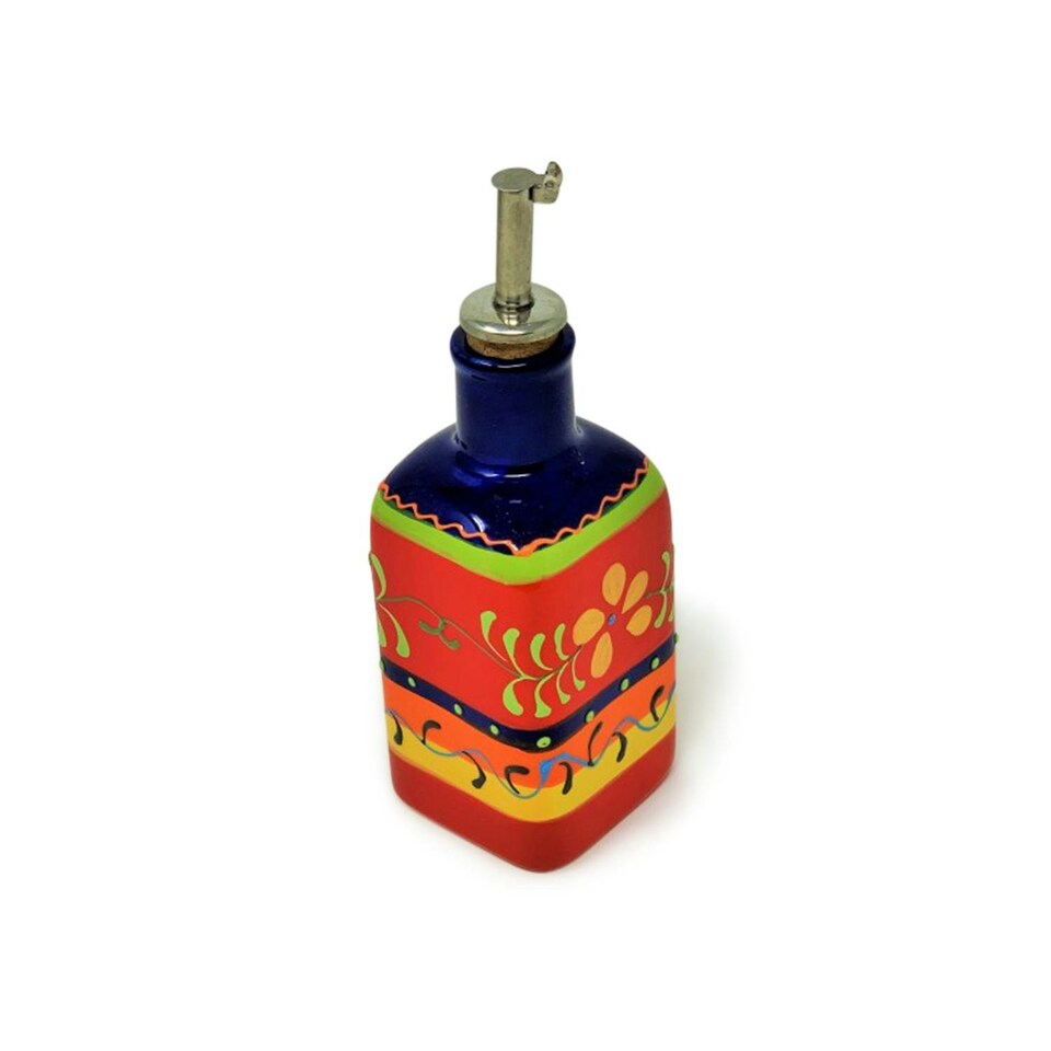 image 1 of Verano Spanish Ceramics Classic Spanish Squared Oil Drizzler - 250ml Daisy Chains