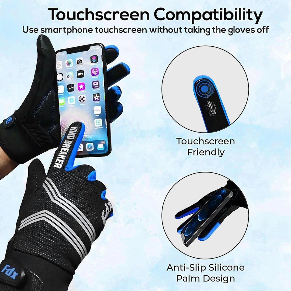 image 1 of Dryrest Full Finger Winter Cycling Gloves Thermal Windproof Padded Glove