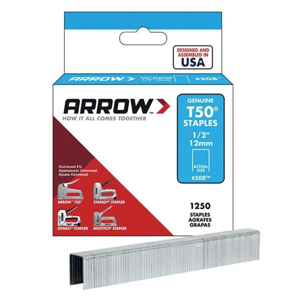 Arrow T50 Staples 12mm 1/2'' 1250pk - One Colour - One Size