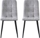 image 2 of MCC Direct Henri Faux Suede Leather Dining Chairs Set of 4 Light Grey
