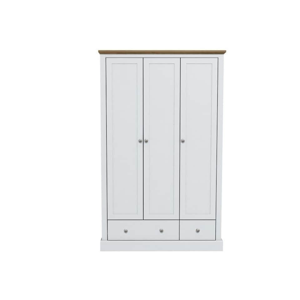 image 1 of Devon 3 Door 2 Drawer Wardrobe - Particle Board - L56 x W112.9 x H181.5 cm - White White