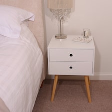 Options Scandia 2 Drawer Nightstand - Stylish Two Tone Bedside Table for Small Spaces | White | White | One Size | 1