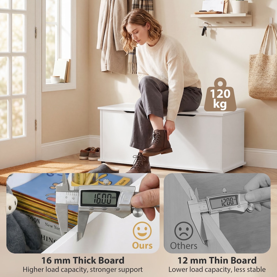 image 1 of HOMCOM Storage Chest With Lid, 114L Storage Box, White