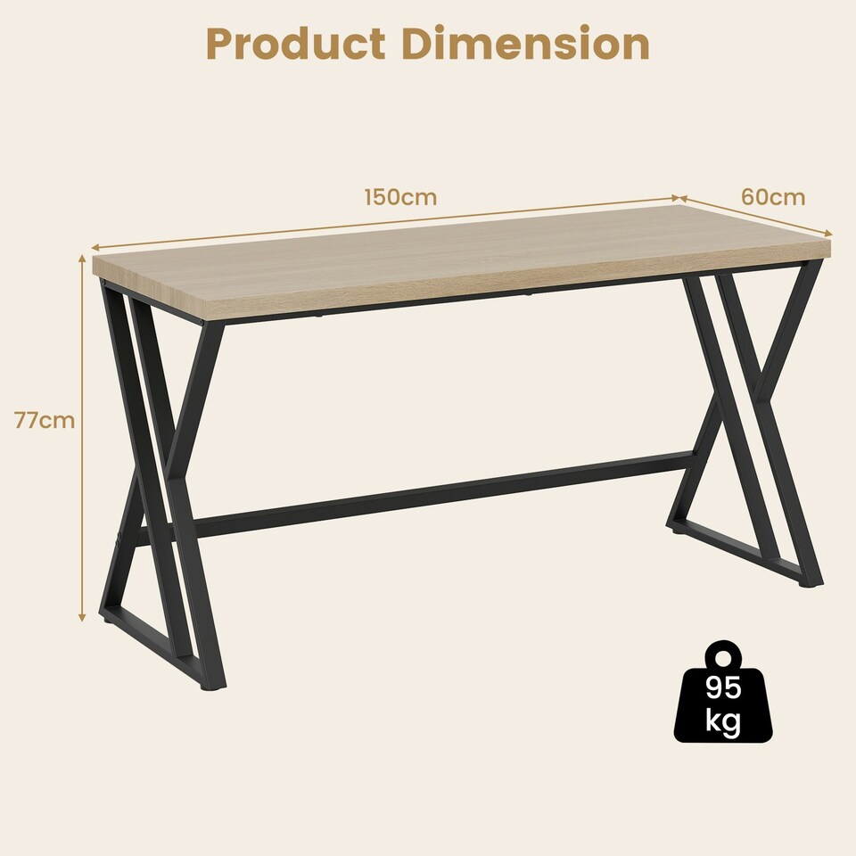image 1 of COSTWAY 150 CM Computer Desk Industrial Office Desk N/A