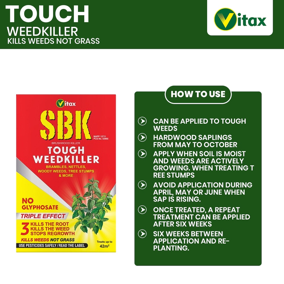 image 1 of Vitax SBK Brushwood Killer 125ml Tough Weedkiller for Brambles Nettles Tree Stumps & Woody Weeds Fast-Acting
