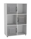 image 1 of 6-Cube Shelving Unit With Metal Doors | White | White & Grey | 1