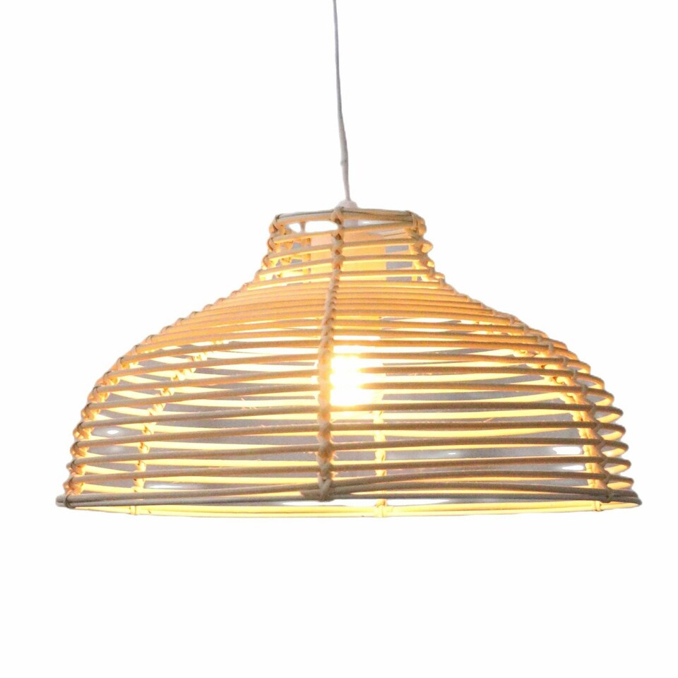 image 1 of First Choice Lighting Katrina Rattan Dome Pendant Lightshade Brown