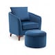 image 1 of Velvet Blue Angela Accent Tub Chair with Ottoman