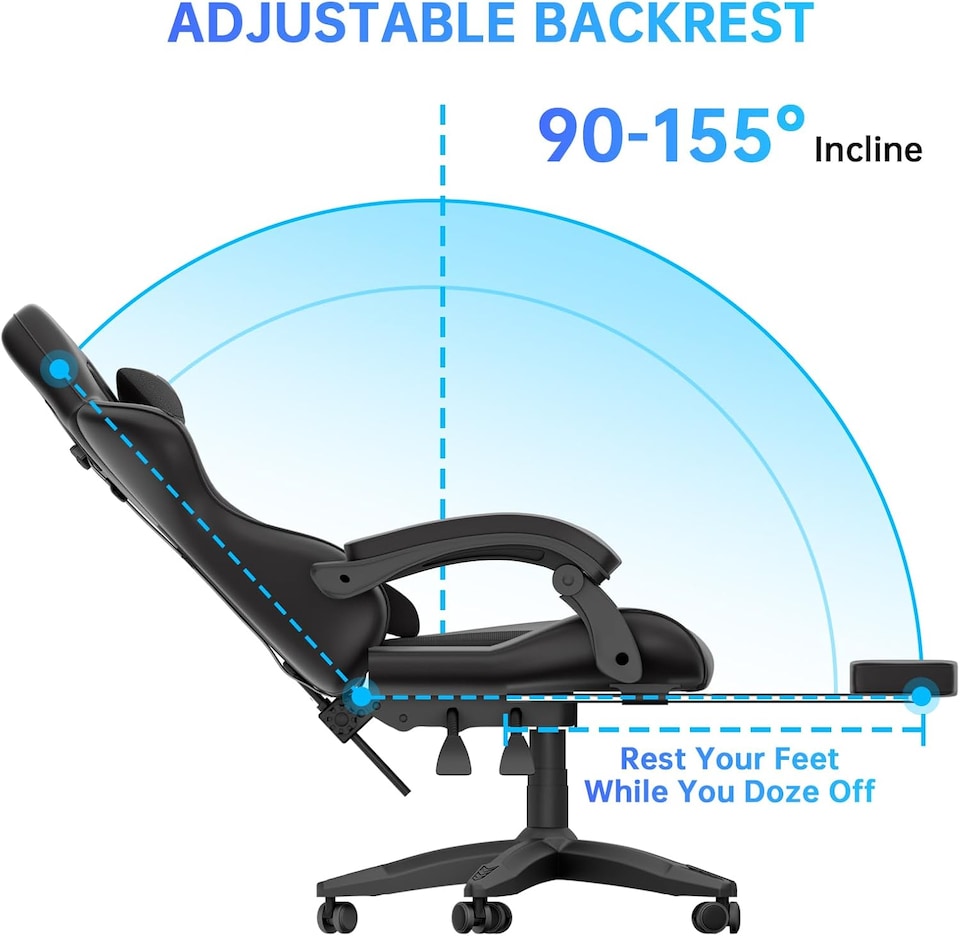 image 1 of Rattantree Ergonomic Gaming Chair with Footrest & Lumbar Cushion