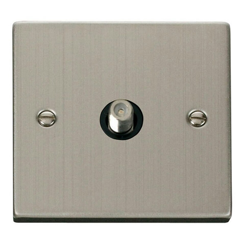 SE HOME Stainless Steel Satellite Socket 1 Gang Black | Stainless Steel