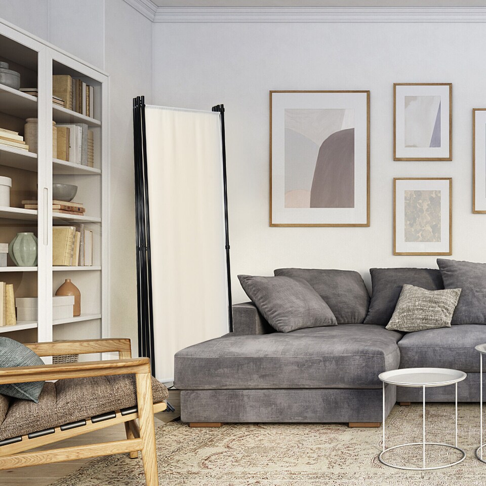 image 1 of COSTWAY 4 Panel 173cm Room Divider Folding Fabric Privacy Screen Wall Divider Indoor