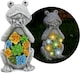 image 1 of Pack of 3 Solar Frog Garden Ornament | Grey | One Size