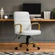 image 2 of Yaheetech Mid-Back Office Chair with Gold Frame White | White