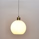 image 6 of Set of 2 Betchley - White Ribbed Glass Globe with Satin Brass Pendants | White | White glass with satin brass plate detail | Small | 2