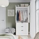 image 4 of 2 Door 3 Drawer Wardrobe with Hanging Rail - Modern Bedroom Storage Furniture | Brown | White Doors | One Size | 1