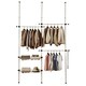 image 1 of Telescopic Wardrobe Organiser Double White Rail Clothes Rack Baskets Storage | White | Not provided