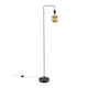 image 4 of ValueLights Bronx Industrial Style Black Metal Curved Stem Floor Lamp - Bulb Included | Black