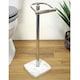 image 1 of Showerdrape Octavia White Marble & Chrome Freestanding Toilet Roll Holder