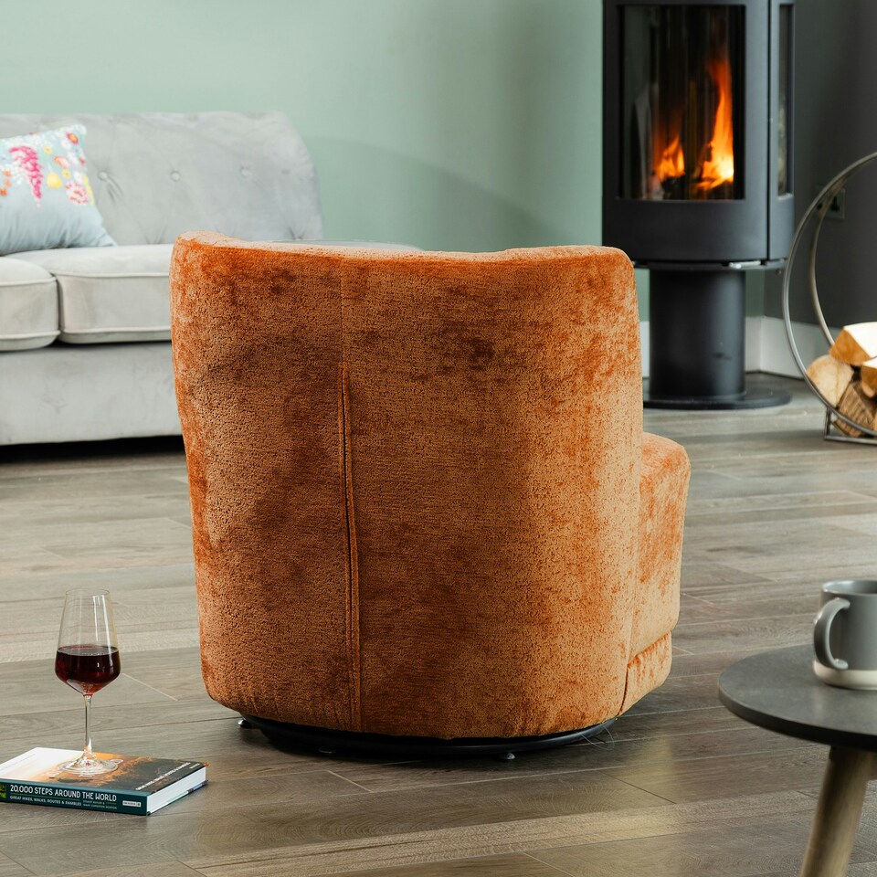 image 1 of Camarillo Swivel Base Fabric Accent Chair - Orange