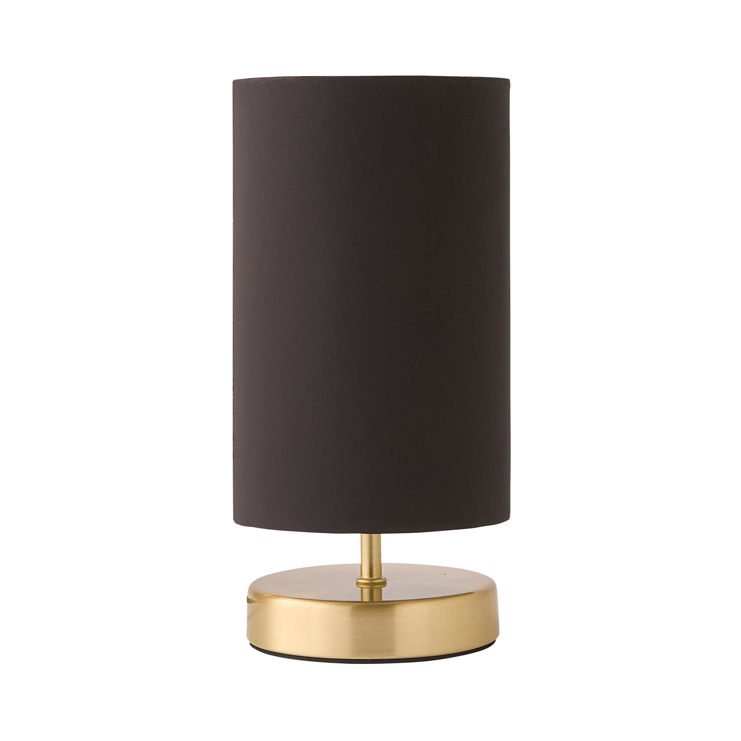 ValueLights Francis Brushed Gold Dimmable Touch Table Lamps with Fabric Shade in Black
