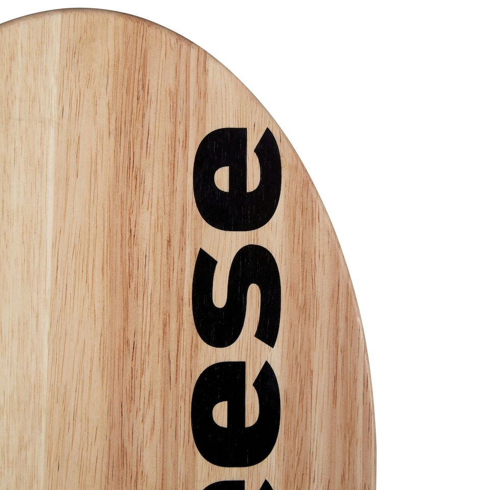 image 1 of Interiors By Premier Cheese Board, Durable 25cm Round Rubberwood Serving Board, Bold 'Cheese' Typography