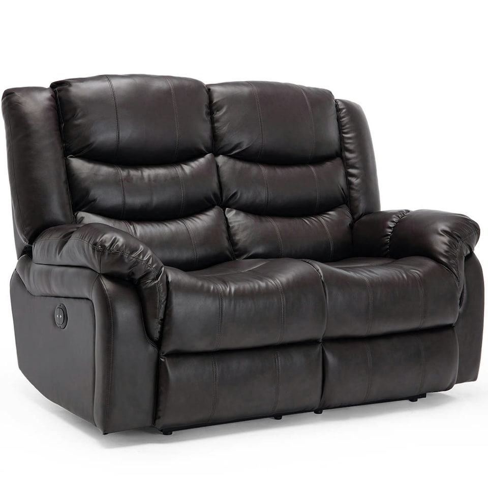 image 1 of Seattle 2 Seater Electric High Back Bonded Leather Recliner Sofa (Brown)