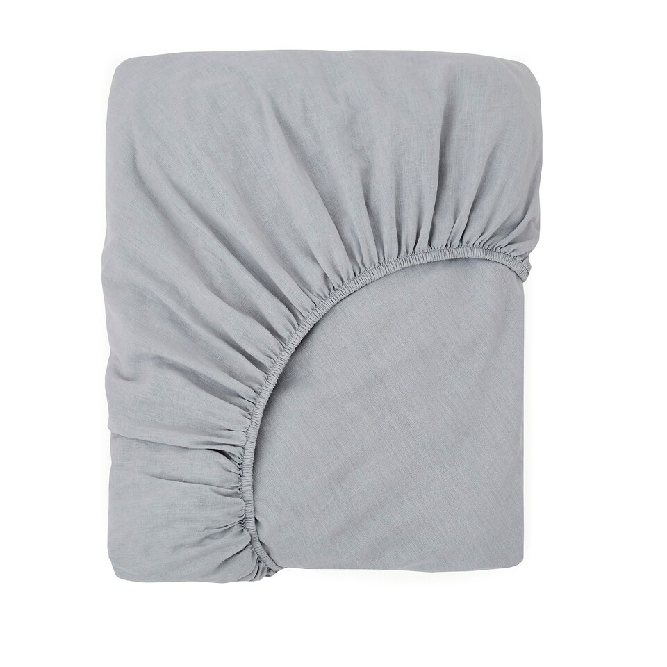 image 1 of Touch Of Linen - Ice Blue - Fitted Sheet Blue | Ice Blue | Super King