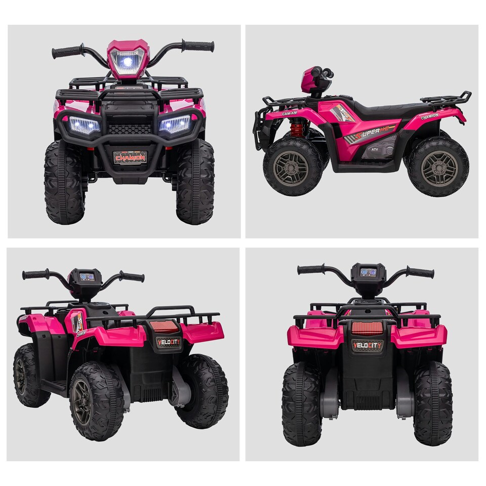 image 1 of HOMCOM 12V Electric Quad Bike for Kids w/ LED Headlights, Music - Pink
