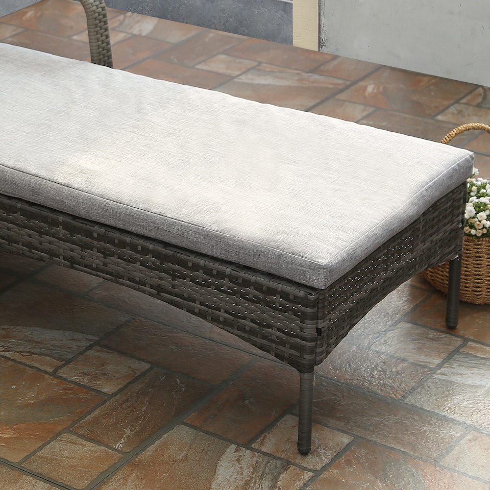 image 1 of VENTURA Rattan Sun Lounger with Adjustable Recline | Grey | Grey | One Size