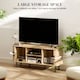image 4 of HOMCOM TV Stand Cabinet for TVs up to 55 Inches, TV Unit with Storage Shelves and Cupboard for Living Room, Oak Tone