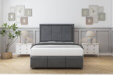 Sloomy Lancaster Armour Coniston Divan Bed With Mattress No Drawers With 54" Floor Standing Headboard & 12" Matching Footboard 2'6 Small Single | Grey | Armour | Small Single | 1