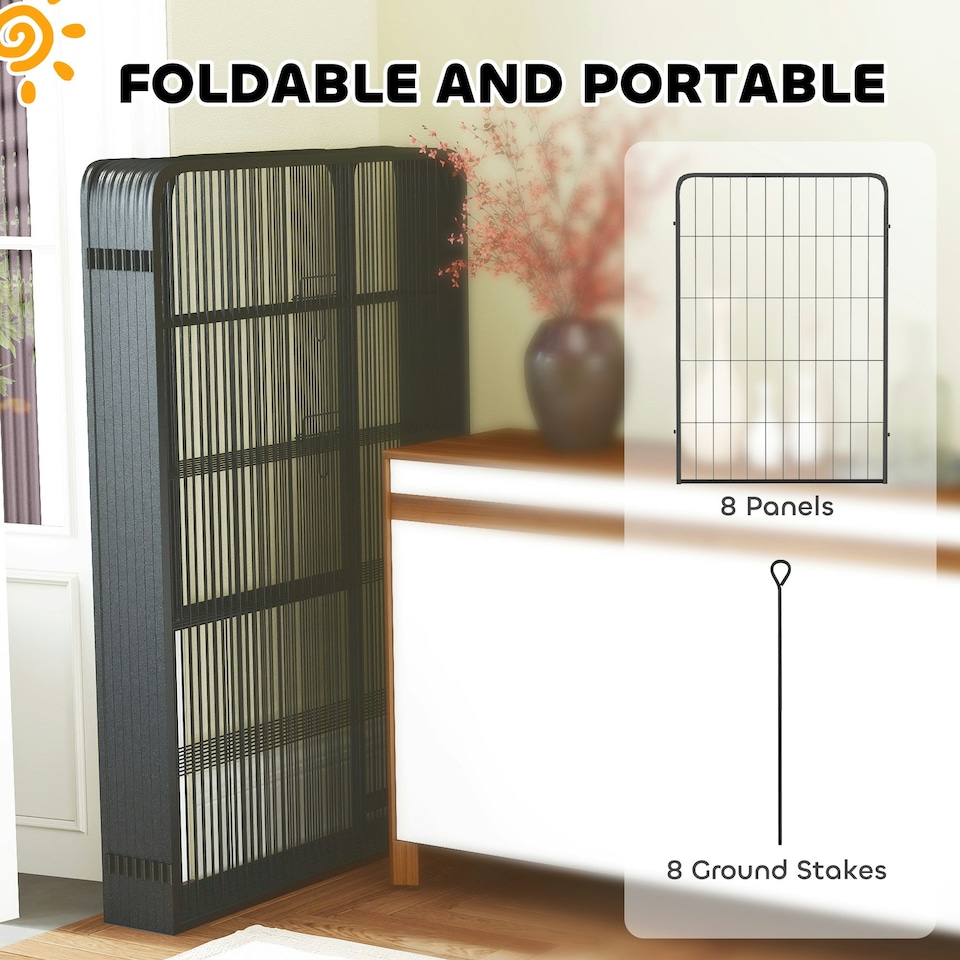 image 1 of PawHut Eight-Panel Dog Playpen with Door, for Indoor, Outdoor, 100cm Tall | Multi | Not provided