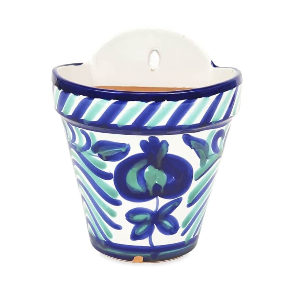 image 1 of Verano Spanish Ceramics Granada Set of 2 Hanging Plant Pots - 22cm White White