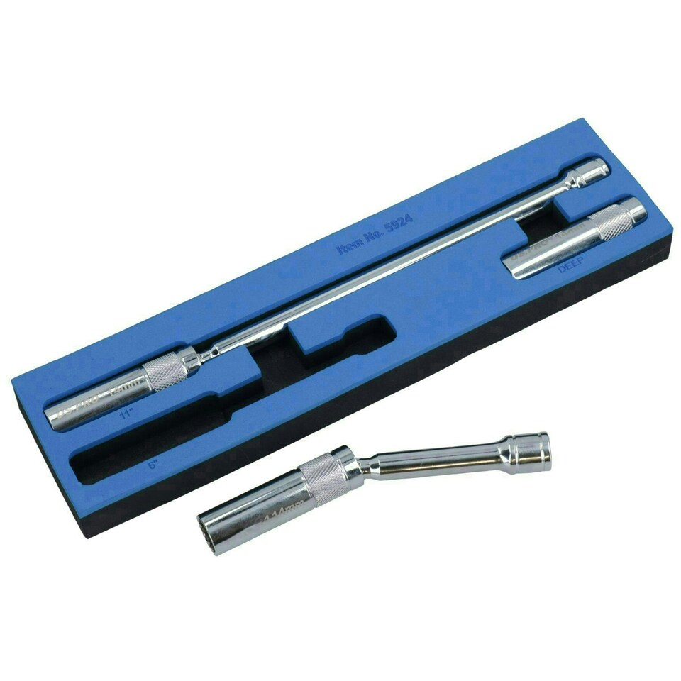 image 1 of 14mm Magnetic Thin Walled Spark Plug Sockets With 360 Degree Swivel 3pc