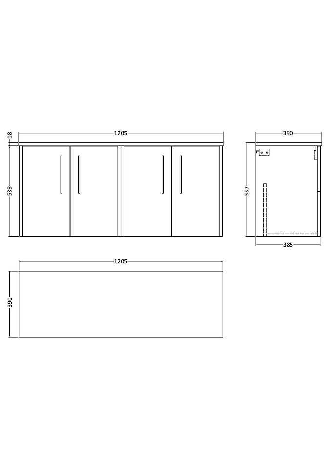 image 1 of Balterley Winshill Contemporary Wall Hung Vanity Unit with Worktop, Woodgrain Dark Grey, 1200mm