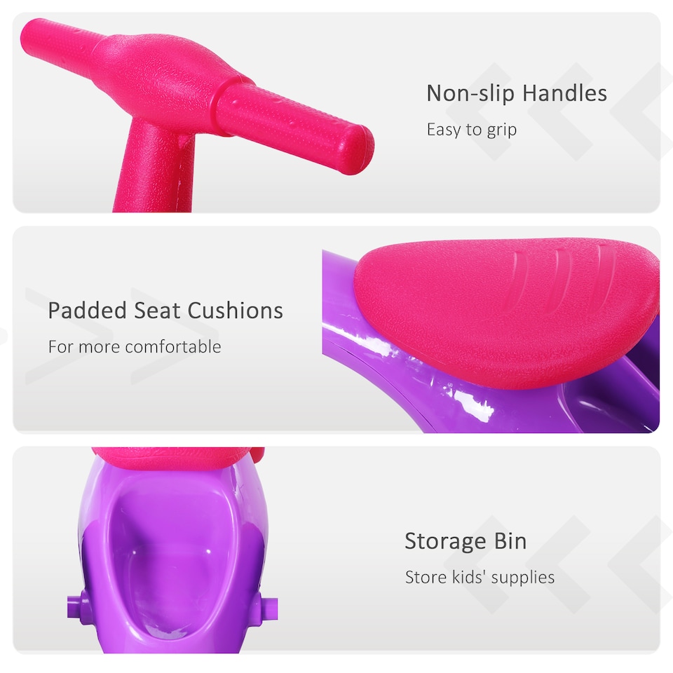 image 1 of HOMCOM Baby Balance Bike Toddler Training Walker Smooth Rubber Wheels Ride on Toy Storage Bin Gift for Boys Girls Violet Fuchsia | Purple