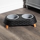 image 8 of 16cm x 9cm Black Plastic Raised Double Pet Bowl Feeding Station with Stand