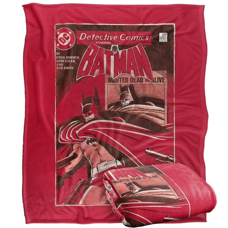 image 1 of Batman Wanted Dead Or Alive Comic Cover Blanket - Multicoloured - One Size | Multi
