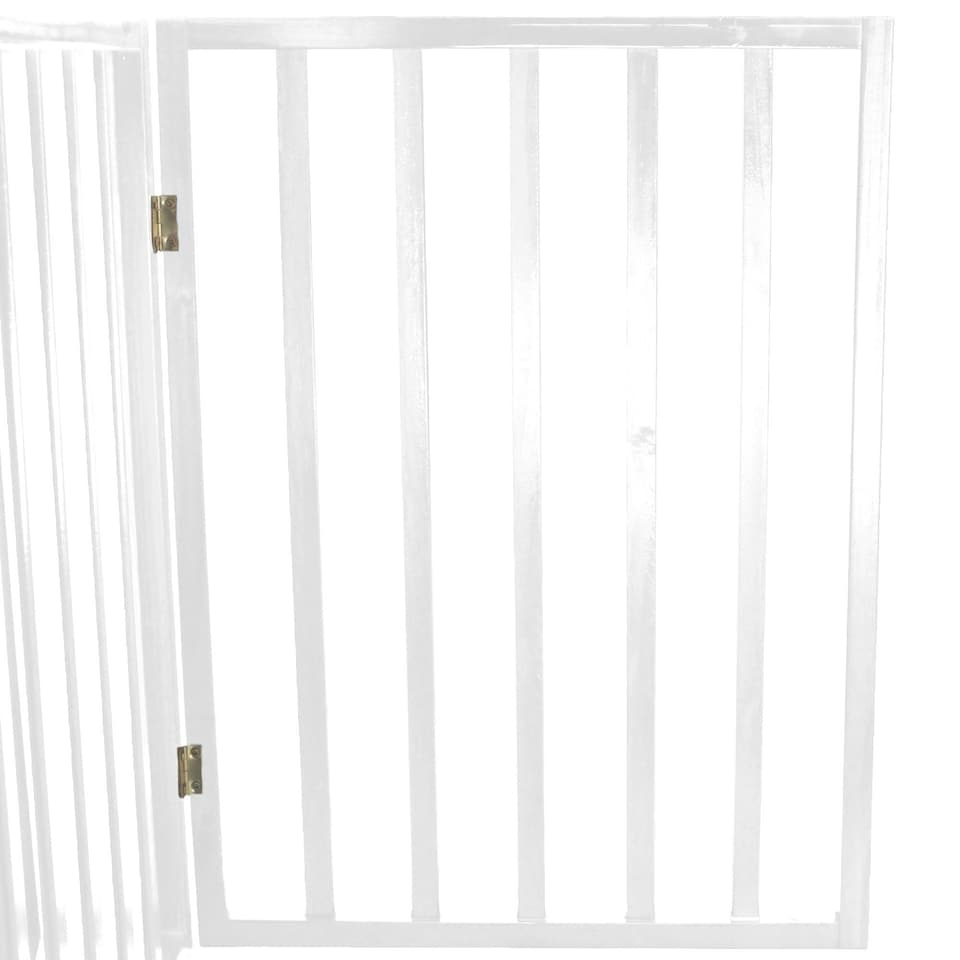 image 1 of Oypla White Dog Safety Folding Wooden Pet Gate Portable Indoor Barrier