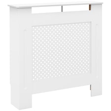 HOMCOM Wooden Radiator Cover Heating Cabinet Modern Home Furniture Grill Style  White Painted (Small)
