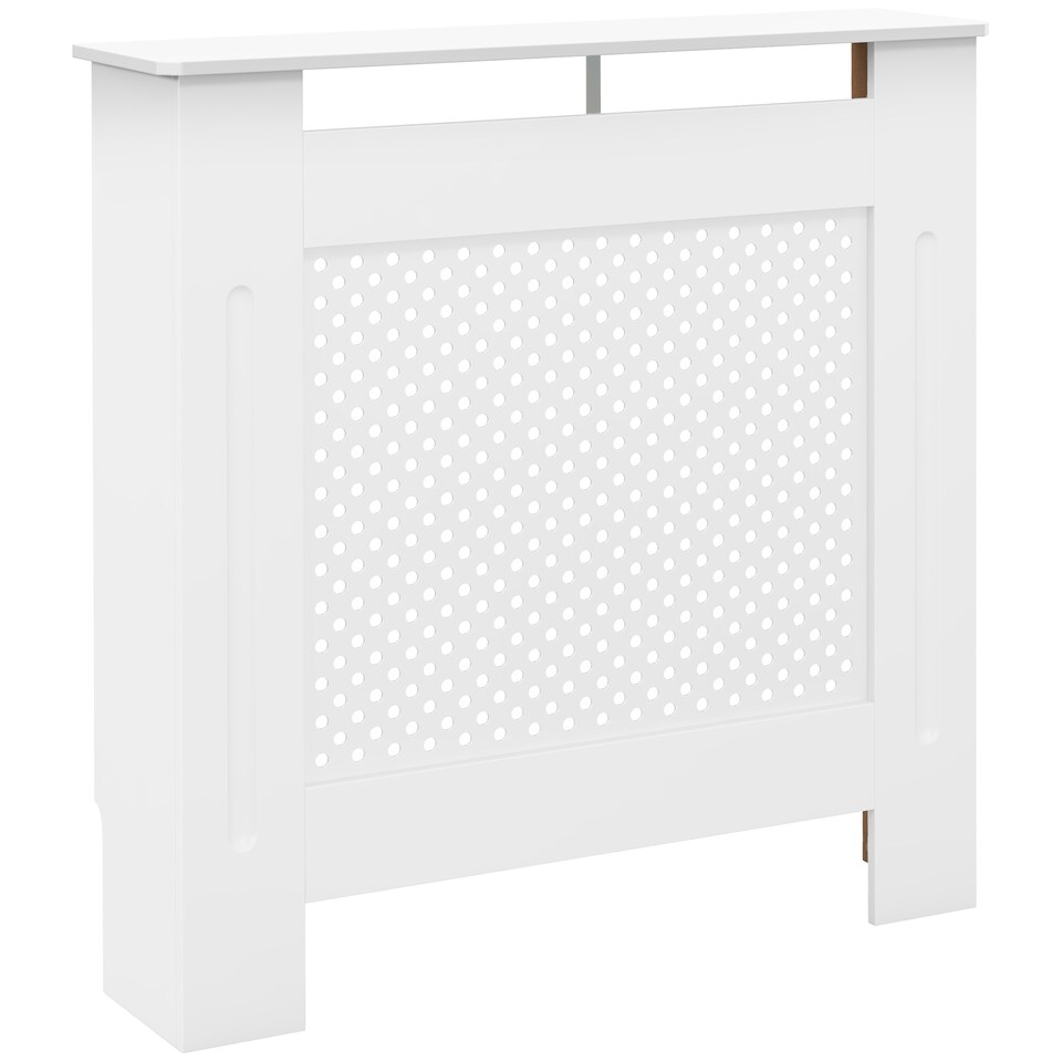 image 1 of HOMCOM Wooden Radiator Cover Heating Cabinet Modern Home Furniture Grill Style  White Painted (Small)