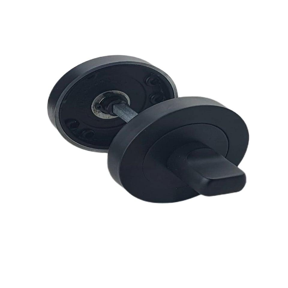 Golden Grace Toilet Door Thumb Twist on Round Rose in Matt Black Finish Black