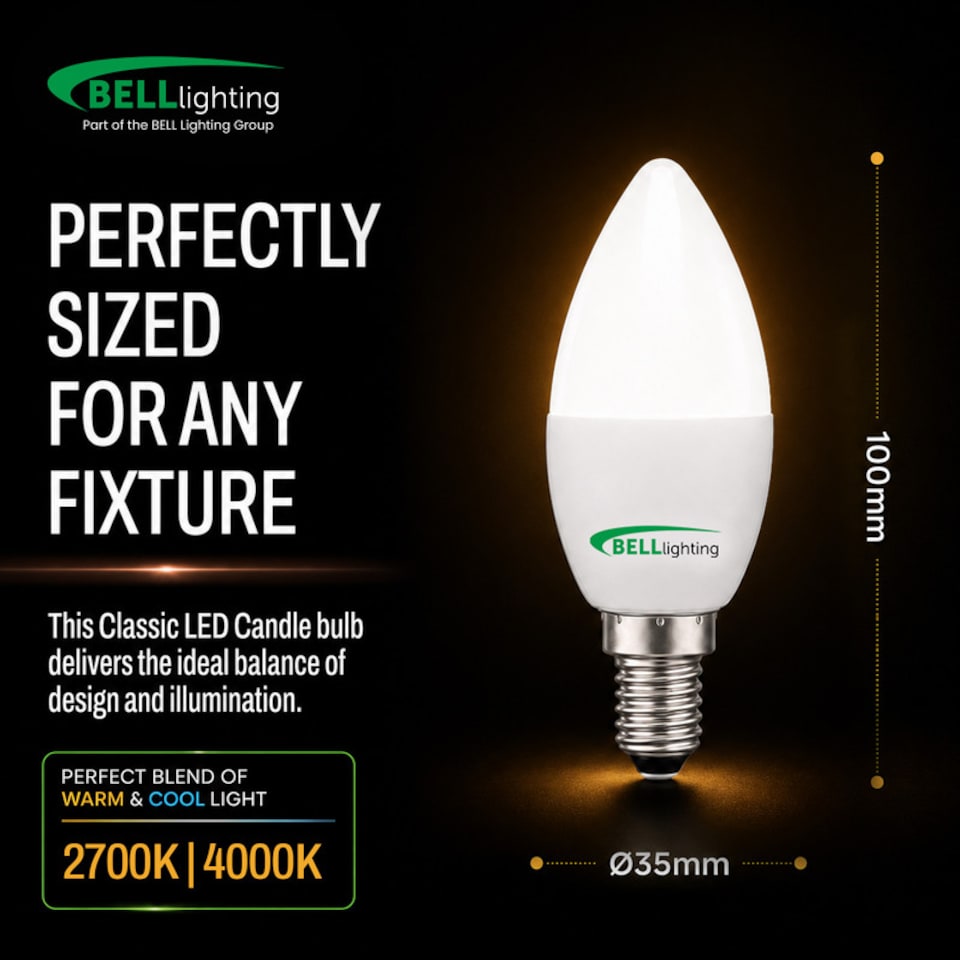 image 1 of BELL Lighting E14 Dimmable LED Candle Natural White 4000K 4.7W Light Bulb