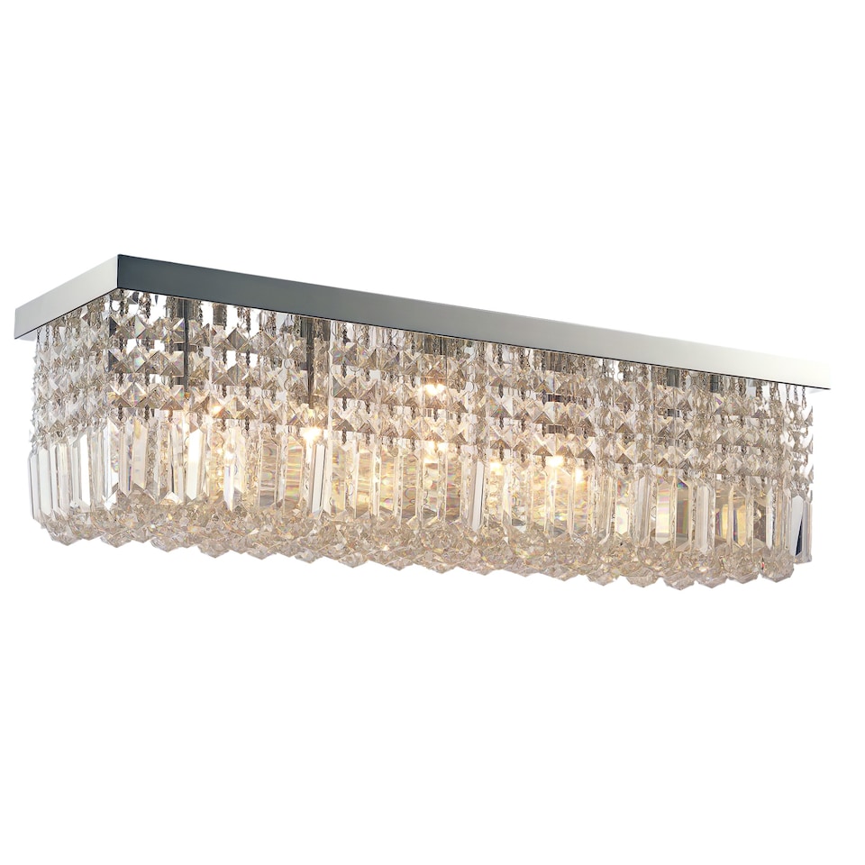 image 1 of HOMCOM Modern Crystal Ceiling Light Square Crystal Chandelier for Living Room, Dining Room, Hall, E14 Base, Silver, 80 x 25 x 23cm