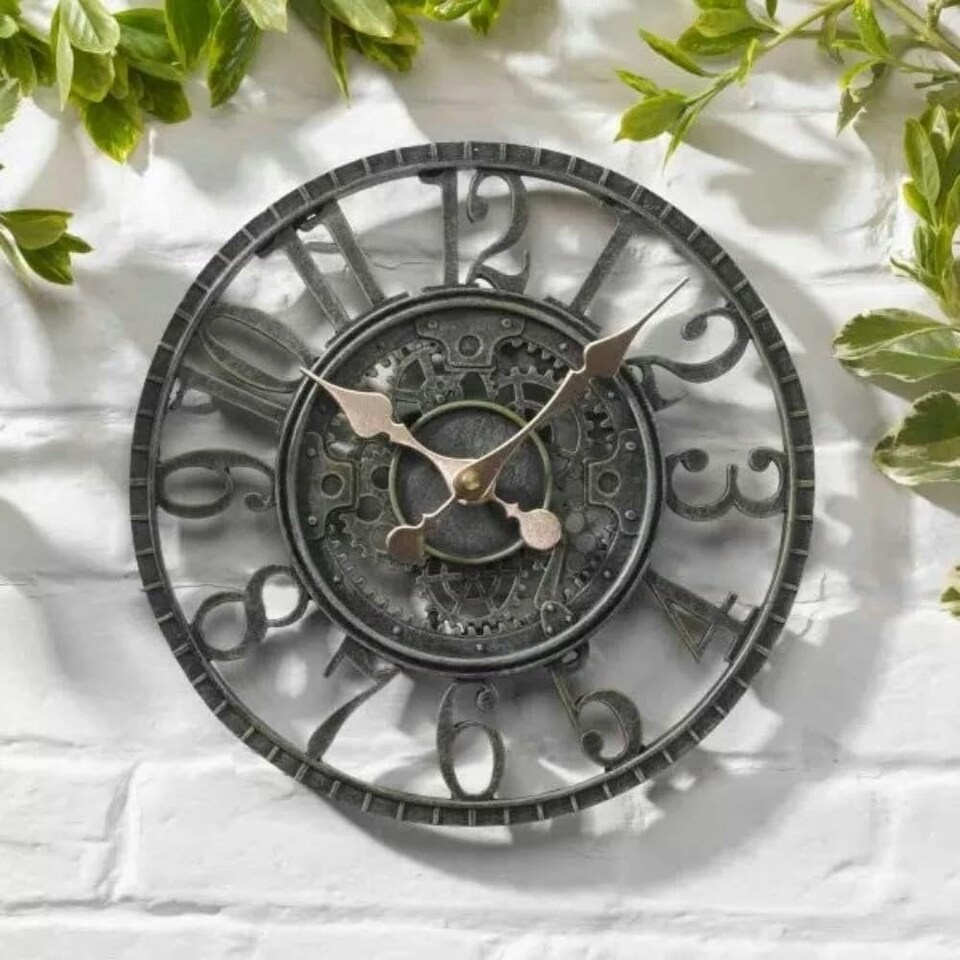image 1 of Marco Paul 12in Grey Waterproof Garden Clock Grey