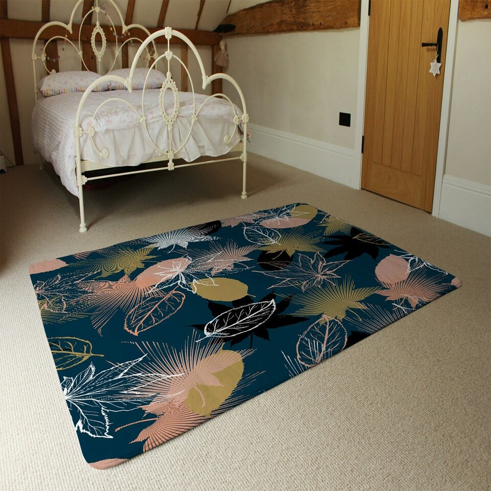 image 1 of Maple Leaves (Rug) Blue | Medium: 80x150cm