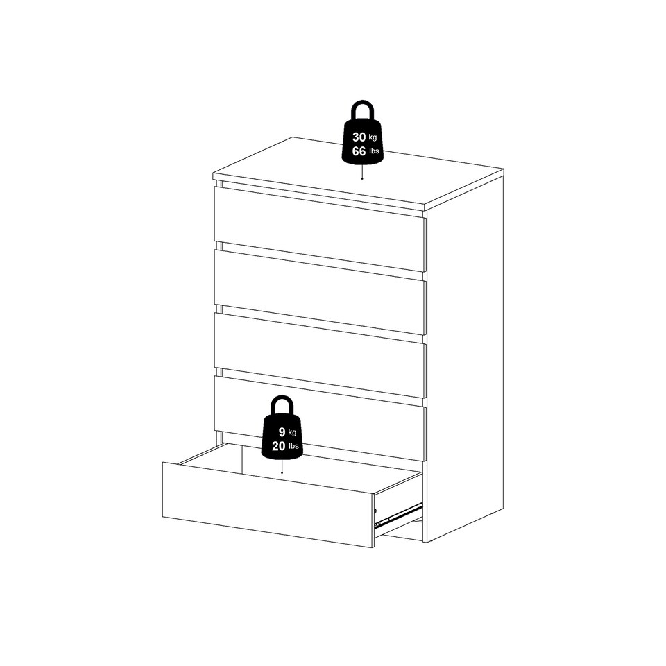 image 1 of Naia Chest of 5 Drawers in White High Gloss