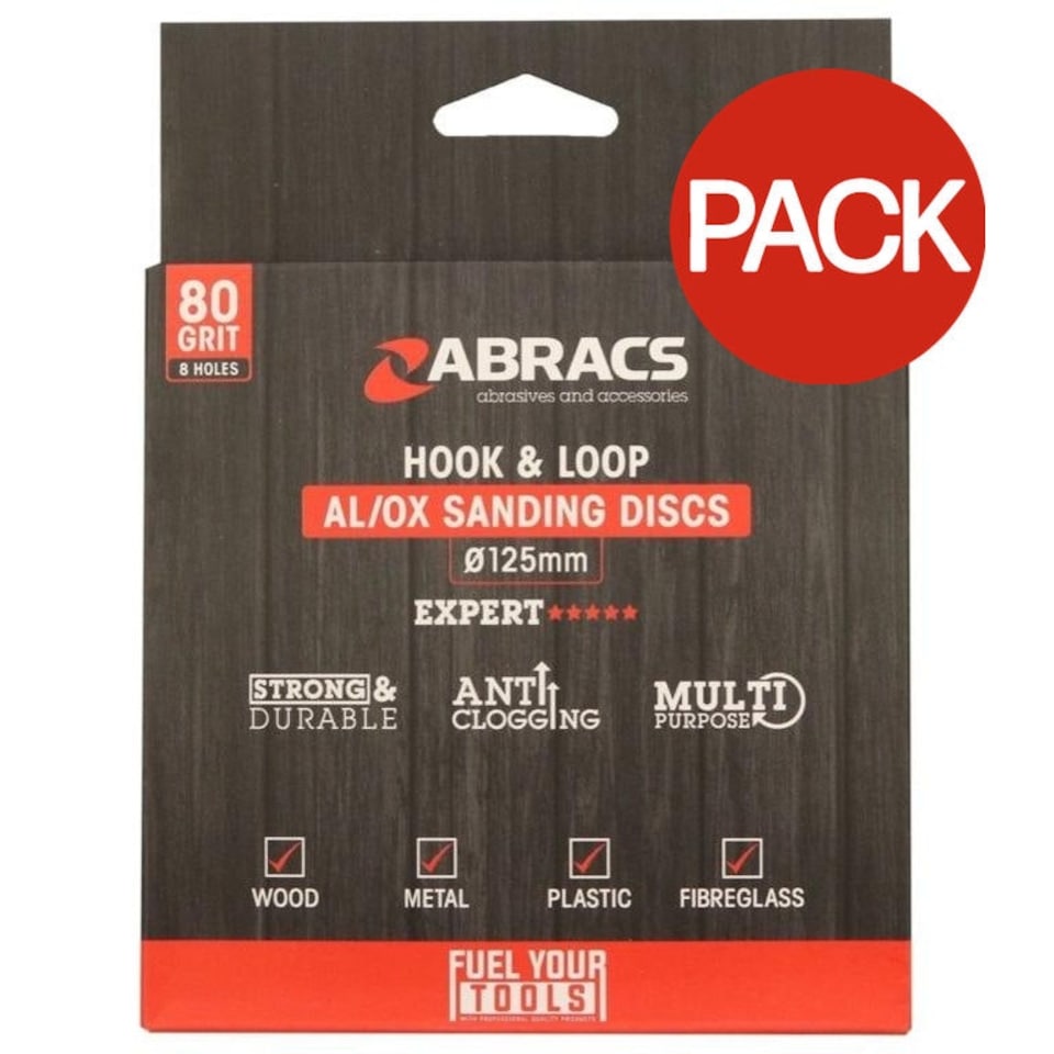 Abracs Hook and Loop Sanding Disc (Pack of 10) - Black - 125mm