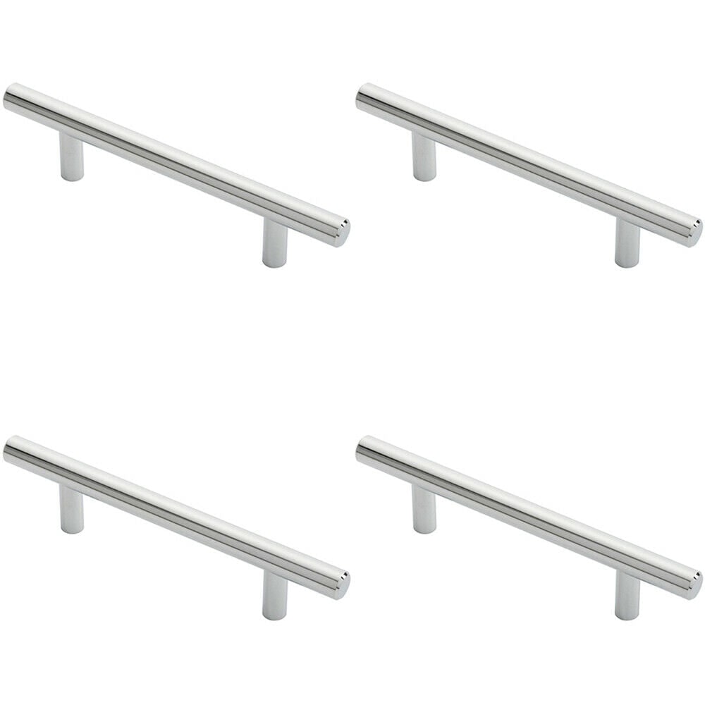 Loops 4x Round T Bar Cabinet Pull Handle 156 x 12mm 96mm Fixing Centres Chrome